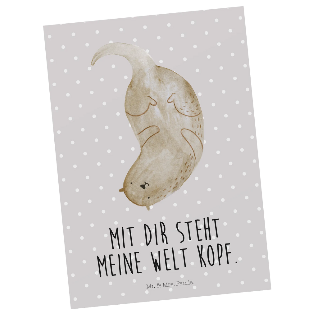 Postkarte Otter Kopfüber Postkarte, Karte, Geschenkkarte, Grußkarte, Einladung, Ansichtskarte, Geburtstagskarte, Einladungskarte, Dankeskarte, Ansichtskarten, Einladung Geburtstag, Einladungskarten Geburtstag, Otter, Fischotter, Seeotter, Otter Seeotter See Otter