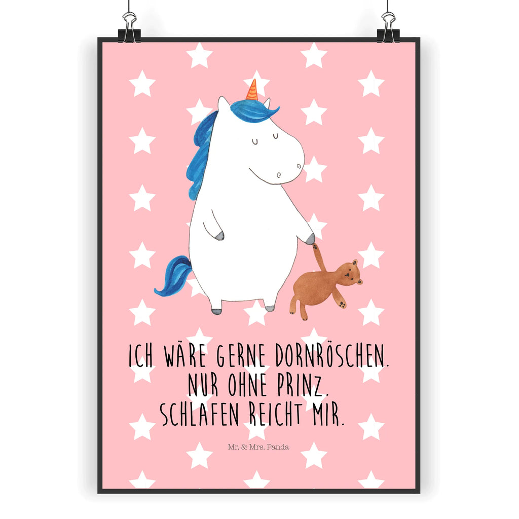 Poster Einhorn Teddy Poster, Wandposter, Bild, Wanddeko, Küchenposter, Kinderposter, Wanddeko Bild, Raumdekoration, Wanddekoration, Handgemaltes Poster, Mr. & Mrs. Panda Poster, Designposter, Kunstdruck, Posterdruck, Einhorn, Einhörner, Einhorn Deko, Pegasus, Unicorn, schlafen, gute Nacht, Single, Bett, Träumen, Freundin, Singleleben