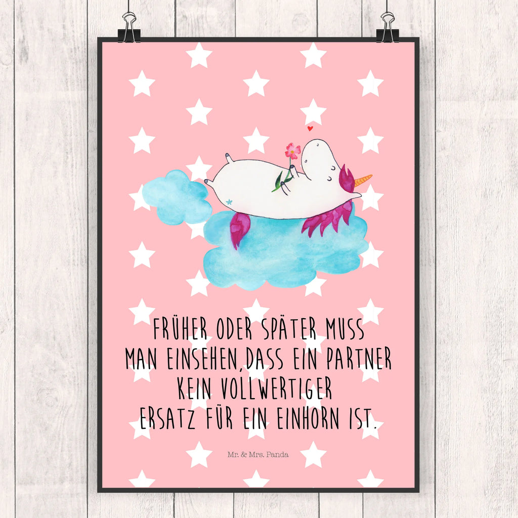 Poster Einhorn Verliebt Poster, Wandposter, Bild, Wanddeko, Küchenposter, Kinderposter, Wanddeko Bild, Raumdekoration, Wanddekoration, Handgemaltes Poster, Mr. & Mrs. Panda Poster, Designposter, Kunstdruck, Posterdruck, Einhorn, Einhörner, Einhorn Deko, Pegasus, Unicorn, verliebt, Liebe, Liebesbeweis, Freundin, Wolke