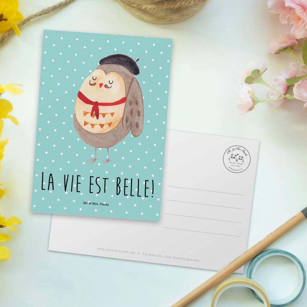 Postkarte Eule Frankreich Postkarte, Karte, Geschenkkarte, Grußkarte, Einladung, Ansichtskarte, Geburtstagskarte, Einladungskarte, Dankeskarte, Ansichtskarten, Einladung Geburtstag, Einladungskarten Geburtstag, Eule, Eulen, Eule Deko, Owl, hibou, La vie est belle, das Leben ist schön, Spruch schön, Spruch Französisch, Frankreich