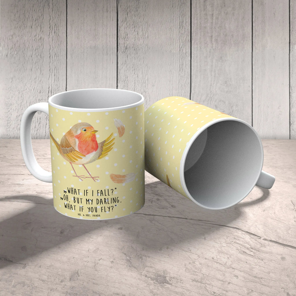 Tasse Rotkehlchen mit Federn Tasse, Kaffeetasse, Teetasse, Becher, Kaffeebecher, Teebecher, Keramiktasse, Porzellantasse, Büro Tasse, Geschenk Tasse, Tasse Sprüche, Tasse Motive, Kaffeetassen, Tasse bedrucken, Designer Tasse, Cappuccino Tassen, Schöne Teetassen, Tiermotive, Gute Laune, lustige Sprüche, Tiere, What if i fall, Rotkehlchen, Spruch Motivation, Spruch Mut, Vogel, Motivation Sprüche, Motivationsbilder, fliegen