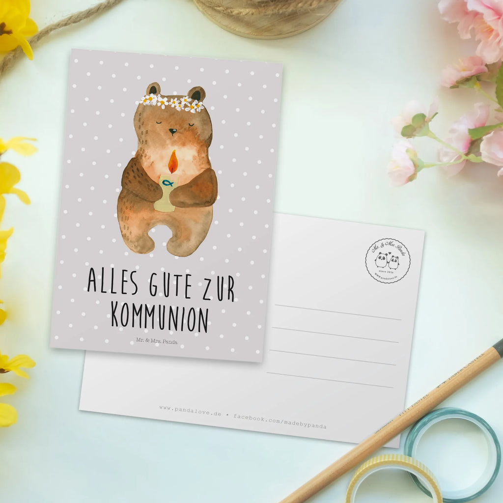 Postkarte Kommunion-Bär Postkarte, Karte, Geschenkkarte, Grußkarte, Einladung, Ansichtskarte, Geburtstagskarte, Einladungskarte, Dankeskarte, Ansichtskarten, Einladung Geburtstag, Einladungskarten Geburtstag, Bär, Teddy, Teddybär, Kommunion, Gottes Segen, Taufkerze, katholisch