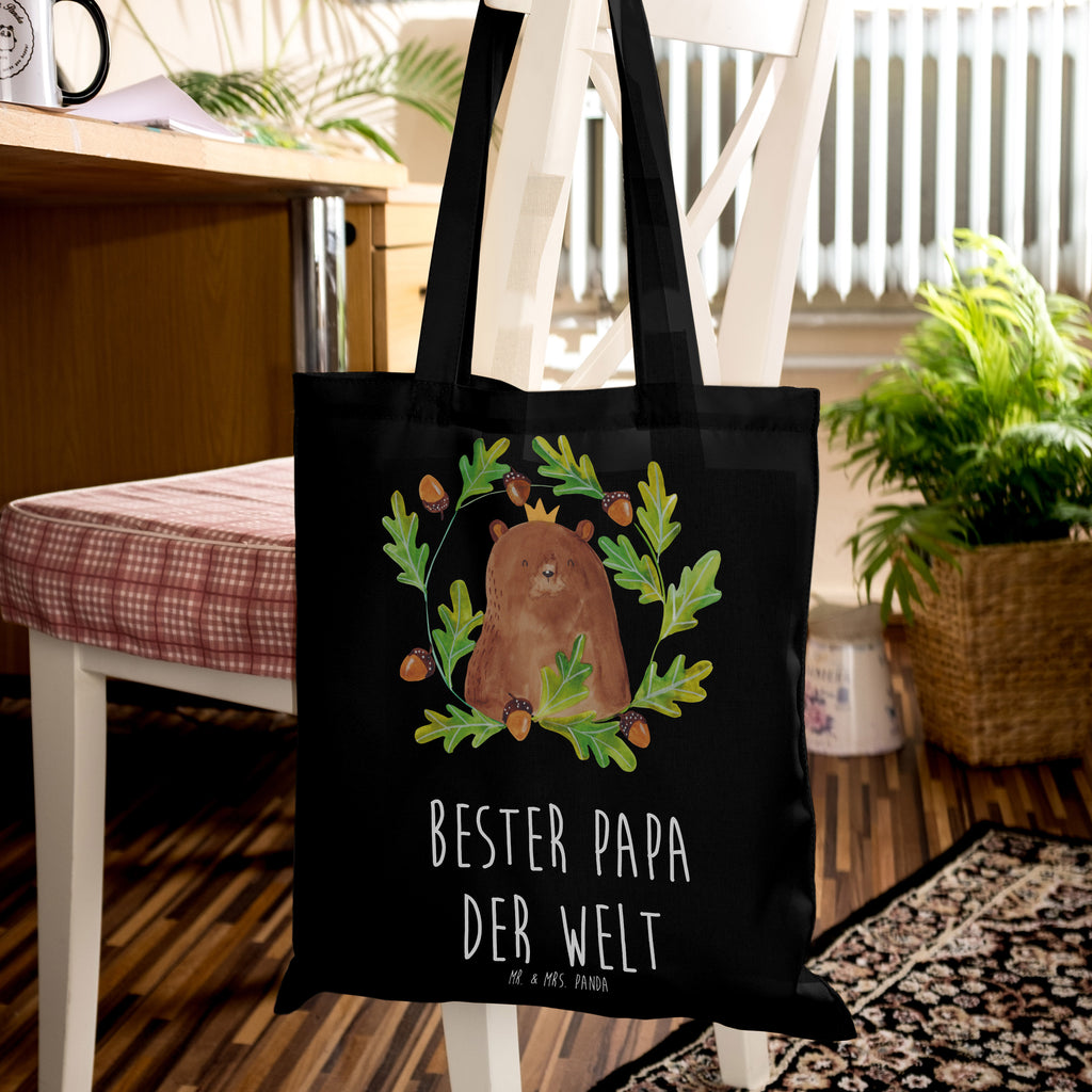 Tragetasche Bär König Beuteltasche, Beutel, Einkaufstasche, Jutebeutel, Stoffbeutel, Tasche, Shopper, Umhängetasche, Strandtasche, Schultertasche, Stofftasche, Tragetasche, Badetasche, Jutetasche, Einkaufstüte, Laptoptasche, Bär, Teddy, Teddybär, Papa, Papa Bär, bester Vater, bester Papa, weltbester Papa, Vatertag, Vater, Dad, Daddy, Papi