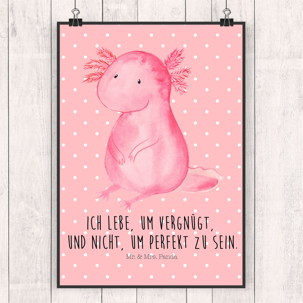 Poster Axolotl null Poster, Wandposter, Bild, Wanddeko, Küchenposter, Kinderposter, Wanddeko Bild, Raumdekoration, Wanddekoration, Handgemaltes Poster, Mr. & Mrs. Panda Poster, Designposter, Kunstdruck, Posterdruck, Axolotl, Molch, Axolot, vergnügt, fröhlich, zufrieden, Lebensstil, Weisheit, Lebensweisheit, Liebe, Freundin