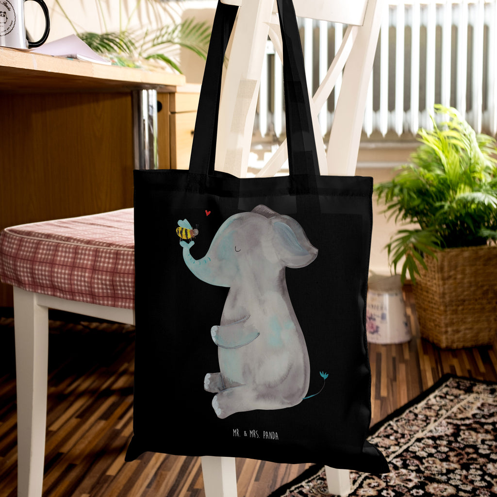 Tragetasche Elefant & Biene Beuteltasche, Beutel, Einkaufstasche, Jutebeutel, Stoffbeutel, Tasche, Shopper, Umhängetasche, Strandtasche, Schultertasche, Stofftasche, Tragetasche, Badetasche, Jutetasche, Einkaufstüte, Laptoptasche, Tiermotive, Gute Laune, lustige Sprüche, Tiere, Elefant, Biene, Liebe, Liebesbeweis, Jahrestag, Liebesgeschenk, Heiratsantrag, Hochzeitsgeschenk, Liebesspruch