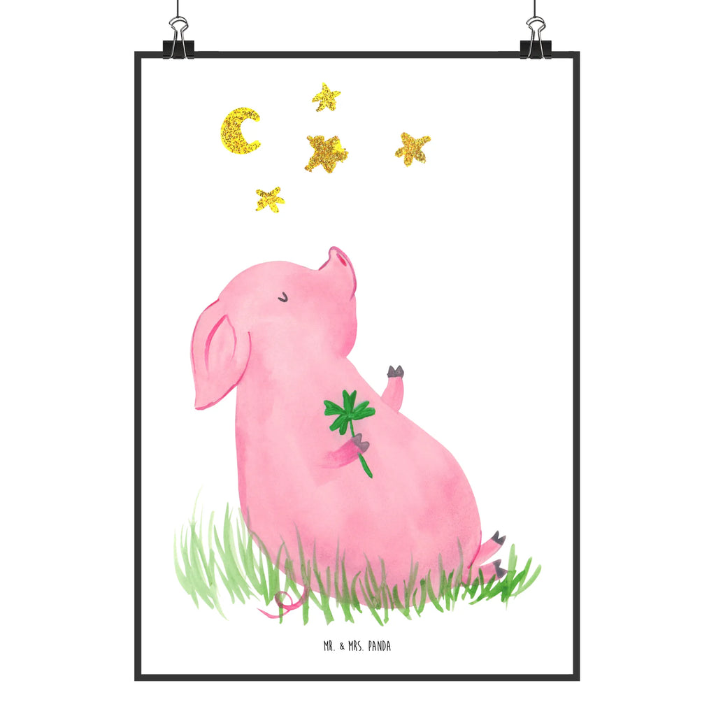 Poster Schwein Glück Poster, Wandposter, Bild, Wanddeko, Küchenposter, Kinderposter, Wanddeko Bild, Raumdekoration, Wanddekoration, Handgemaltes Poster, Mr. & Mrs. Panda Poster, Designposter, Kunstdruck, Posterdruck, Tiermotive, Gute Laune, lustige Sprüche, Tiere, Glücksschwein. Glück, Schwein, Schweinchen, Sterne, Sernchen, Ziele, Träume, Motivation, Glücksbringer