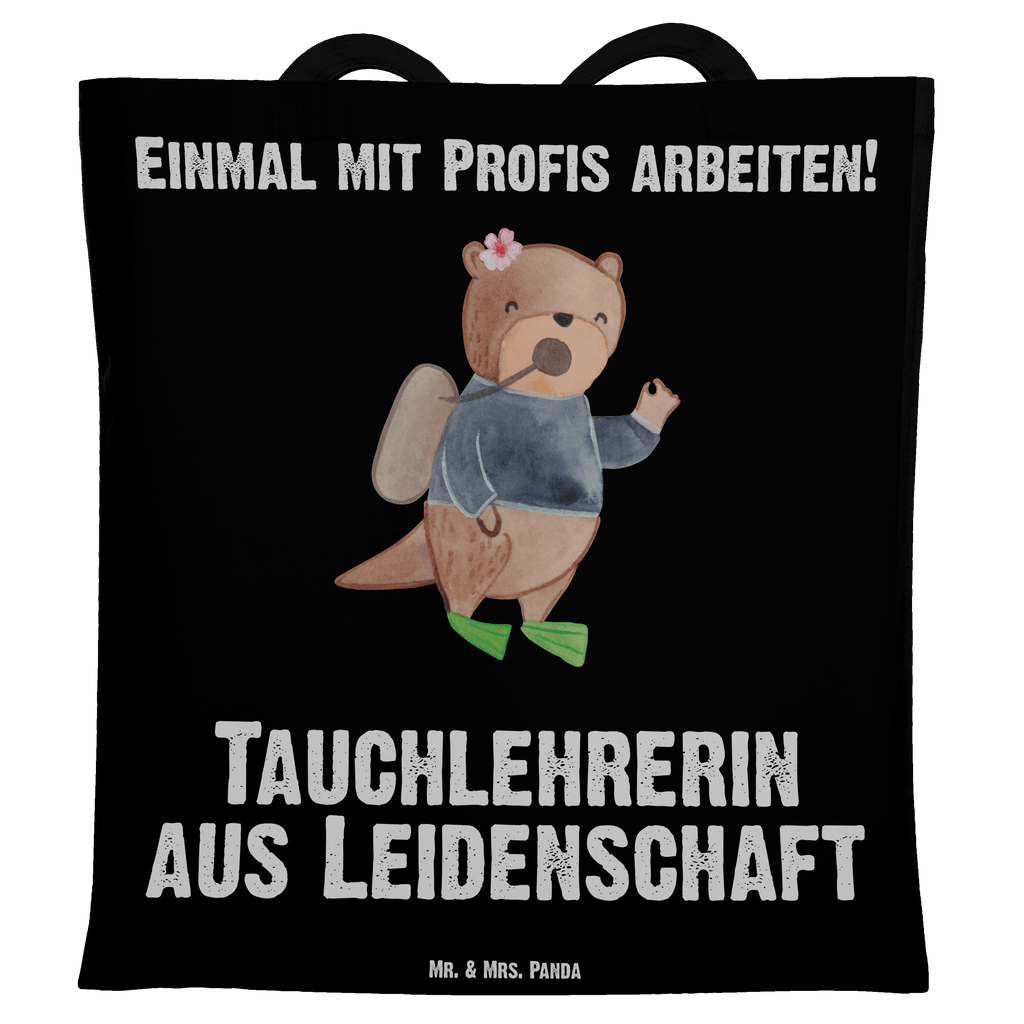 Tragetasche Tauchlehrerin aus Leidenschaft Beuteltasche, Beutel, Einkaufstasche, Jutebeutel, Stoffbeutel, Tasche, Shopper, Umhängetasche, Strandtasche, Schultertasche, Stofftasche, Tragetasche, Badetasche, Jutetasche, Einkaufstüte, Laptoptasche, Beruf, Ausbildung, Jubiläum, Abschied, Rente, Kollege, Kollegin, Geschenk, Schenken, Arbeitskollege, Mitarbeiter, Firma, Danke, Dankeschön