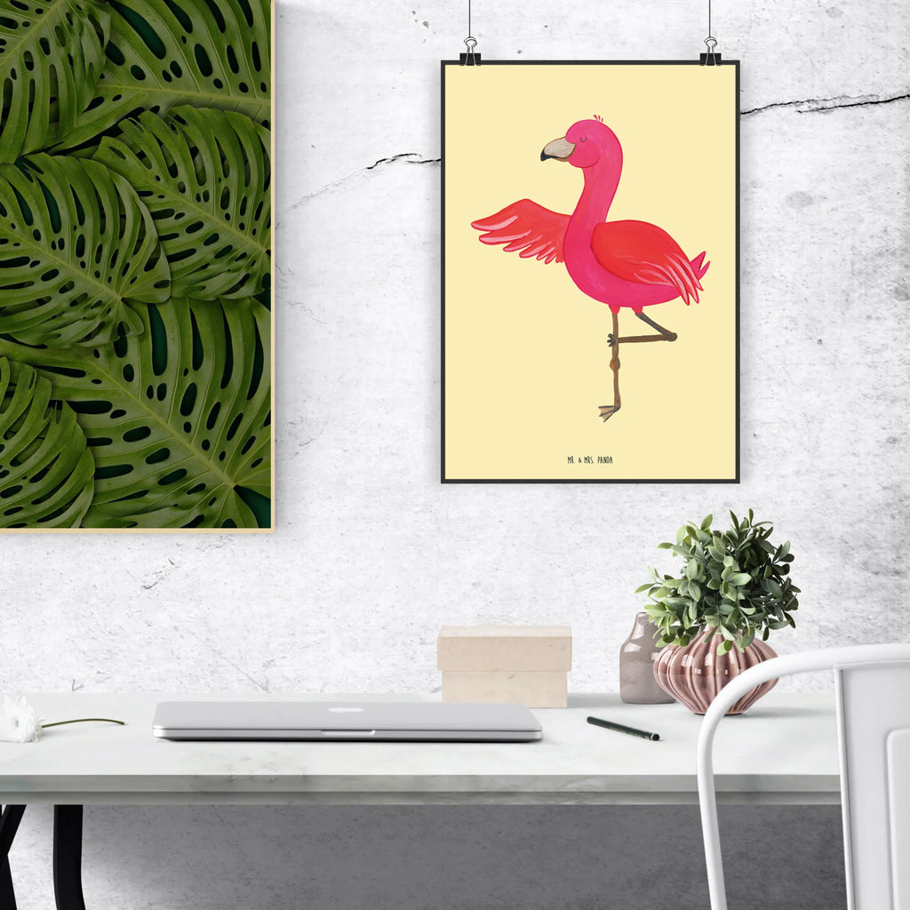 Poster Flamingo Yoga Poster, Wandposter, Bild, Wanddeko, Küchenposter, Kinderposter, Wanddeko Bild, Raumdekoration, Wanddekoration, Handgemaltes Poster, Mr. & Mrs. Panda Poster, Designposter, Kunstdruck, Posterdruck, Flamingo, Vogel, Yoga, Namaste, Achtsamkeit, Yoga-Übung, Entspannung, Ärger, Aufregen, Tiefenentspannung