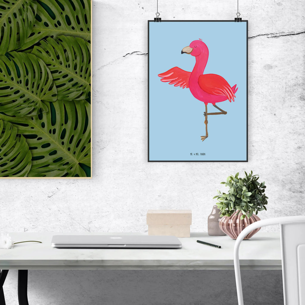 Poster Flamingo Yoga Poster, Wandposter, Bild, Wanddeko, Küchenposter, Kinderposter, Wanddeko Bild, Raumdekoration, Wanddekoration, Handgemaltes Poster, Mr. & Mrs. Panda Poster, Designposter, Kunstdruck, Posterdruck, Flamingo, Vogel, Yoga, Namaste, Achtsamkeit, Yoga-Übung, Entspannung, Ärger, Aufregen, Tiefenentspannung