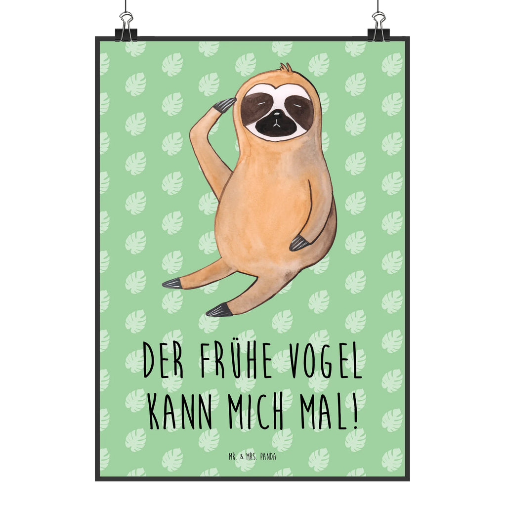 Poster Faultier Vogel Poster, Wandposter, Bild, Wanddeko, Küchenposter, Kinderposter, Wanddeko Bild, Raumdekoration, Wanddekoration, Handgemaltes Poster, Mr. & Mrs. Panda Poster, Designposter, Kunstdruck, Posterdruck, Faultier, Faultier Geschenk, Faultier Deko, Faultiere, faul, Lieblingstier, Spinner, früher Vogel, der frühe Vogel, Frühaufsteher, Morgenmuffel, Vogel, Faultierwelt