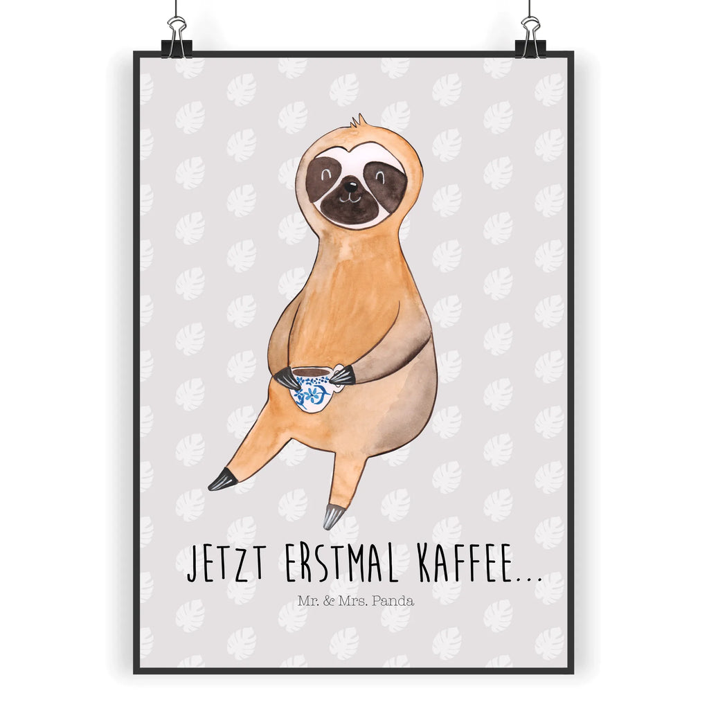 Poster Faultier Kaffee Poster, Wandposter, Bild, Wanddeko, Küchenposter, Kinderposter, Wanddeko Bild, Raumdekoration, Wanddekoration, Handgemaltes Poster, Mr. & Mrs. Panda Poster, Designposter, Kunstdruck, Posterdruck, Faultier, Faultier Geschenk, Faultier Deko, Faultiere, faul, Lieblingstier, Kaffee, erster Kaffee, Morgenmuffel, Frühaufsteher, Kaffeetasse, Genießer, Coffee, Kaffeegetränk