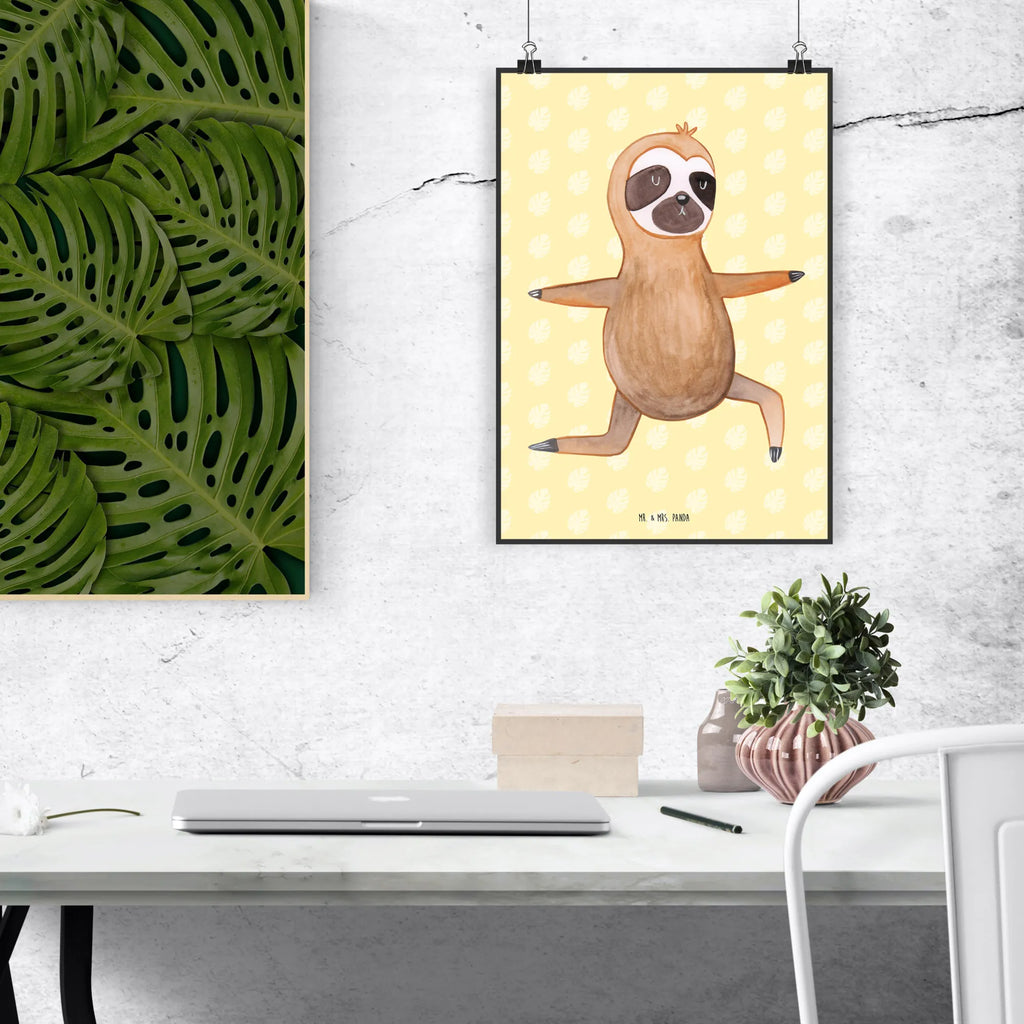 Poster Faultier Yoga Poster, Wandposter, Bild, Wanddeko, Küchenposter, Kinderposter, Wanddeko Bild, Raumdekoration, Wanddekoration, Handgemaltes Poster, Mr. & Mrs. Panda Poster, Designposter, Kunstdruck, Posterdruck, Faultier, Faultier Geschenk, Faultier Deko, Faultiere, faul, Lieblingstier, Yoga, Namaste, Krieger, Yogaübungen, Meditation, Atmung, Gelassenheit, Entspannung