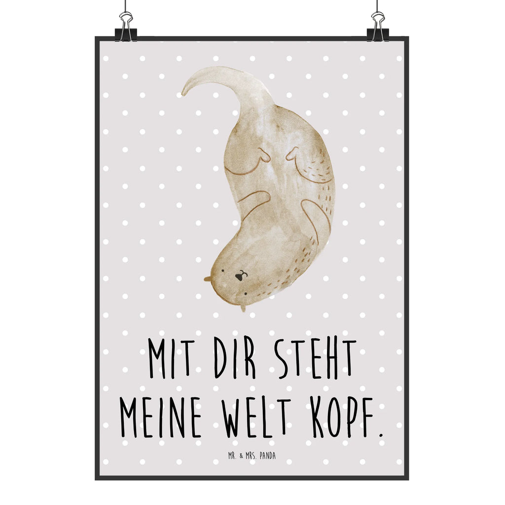 Poster Otter Kopfüber Poster, Wandposter, Bild, Wanddeko, Küchenposter, Kinderposter, Wanddeko Bild, Raumdekoration, Wanddekoration, Handgemaltes Poster, Mr. & Mrs. Panda Poster, Designposter, Kunstdruck, Posterdruck, Otter, Fischotter, Seeotter, Otter Seeotter See Otter