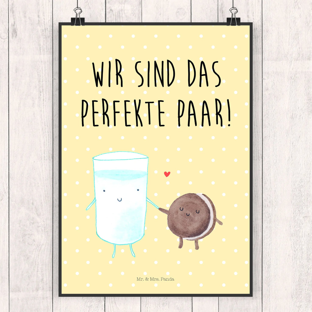 Poster Milch Keks Poster, Wandposter, Bild, Wanddeko, Küchenposter, Kinderposter, Wanddeko Bild, Raumdekoration, Wanddekoration, Handgemaltes Poster, Mr. & Mrs. Panda Poster, Designposter, Kunstdruck, Posterdruck, Tiermotive, Gute Laune, lustige Sprüche, Tiere, Milk, Cookie, Milch, Keks, Kekse, Kaffee, Einladung Frühstück, Motiv süß, romantisch, perfektes Paar