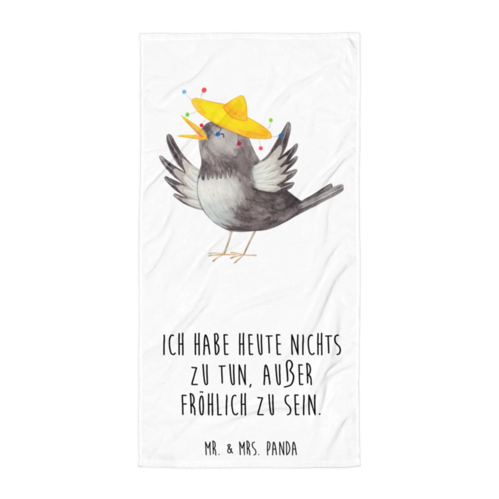 XL bath towel Crow sombrero Handtuch, Badetuch, Duschtuch, Strandtuch, Saunatuch, Tiermotive, Gute Laune, lustige Sprüche, Tiere, Rabe, Vogel, Vögel, Spruch positiv, fröhlich sein, glücklich sein, Glück Spruch, froh, Elster, Motivation