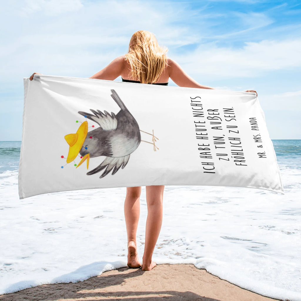 XL bath towel Crow sombrero Handtuch, Badetuch, Duschtuch, Strandtuch, Saunatuch, Tiermotive, Gute Laune, lustige Sprüche, Tiere, Rabe, Vogel, Vögel, Spruch positiv, fröhlich sein, glücklich sein, Glück Spruch, froh, Elster, Motivation