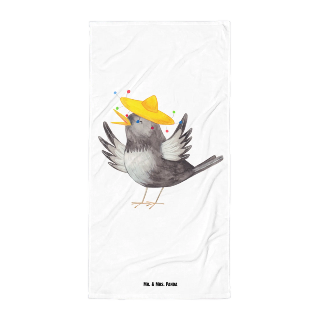 XL bath towel Crow sombrero Handtuch, Badetuch, Duschtuch, Strandtuch, Saunatuch, Tiermotive, Gute Laune, lustige Sprüche, Tiere, Rabe, Vogel, Vögel, Spruch positiv, fröhlich sein, glücklich sein, Glück Spruch, froh, Elster, Motivation