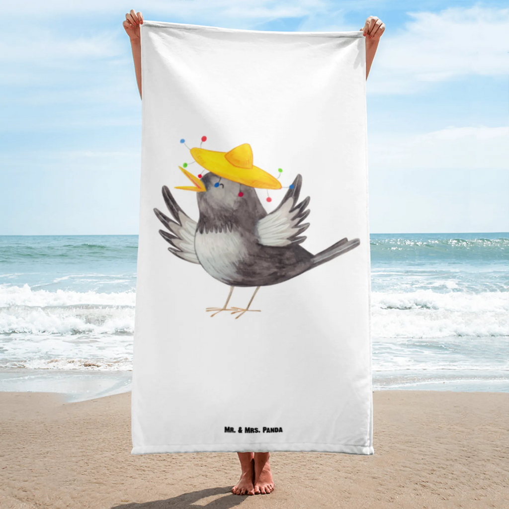 XL bath towel Crow sombrero Handtuch, Badetuch, Duschtuch, Strandtuch, Saunatuch, Tiermotive, Gute Laune, lustige Sprüche, Tiere, Rabe, Vogel, Vögel, Spruch positiv, fröhlich sein, glücklich sein, Glück Spruch, froh, Elster, Motivation