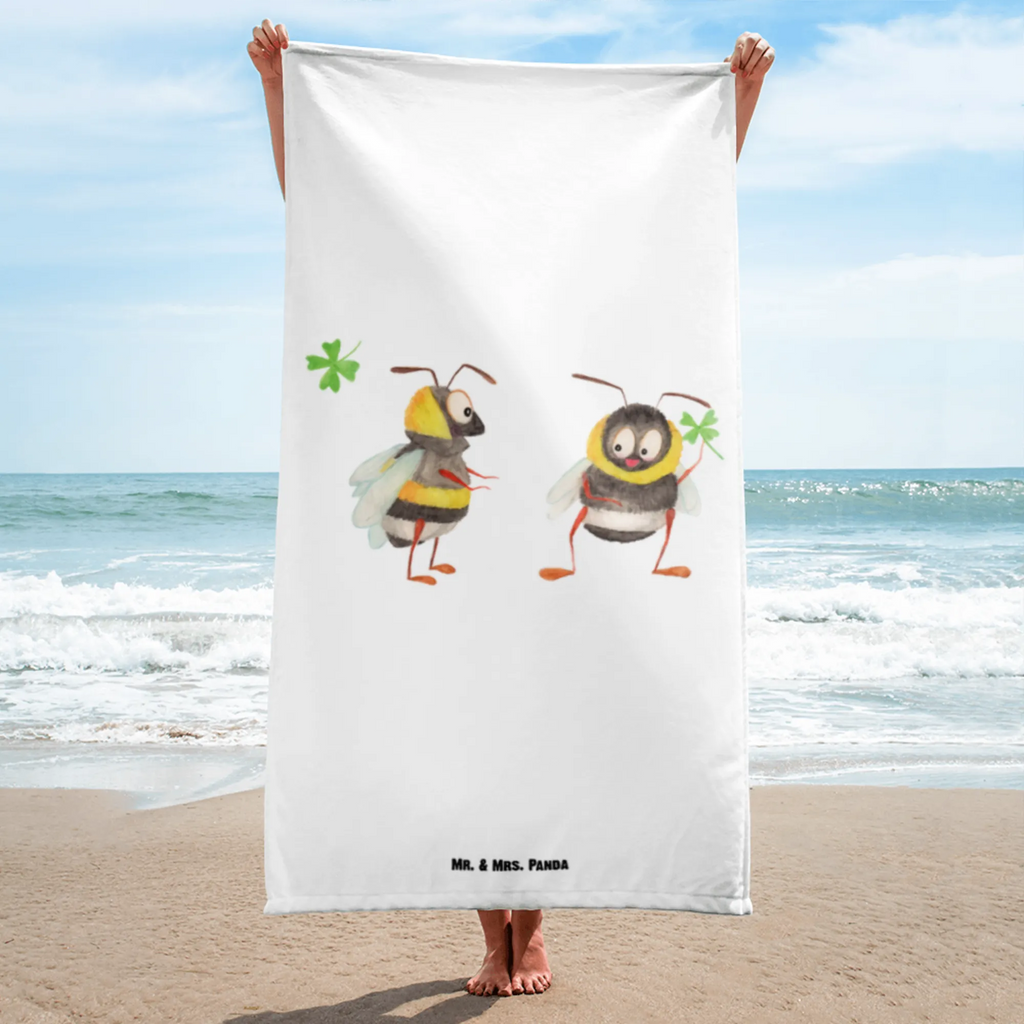 XL Badehandtuch Hummeln Kleeblatt Handtuch, Badetuch, Duschtuch, Strandtuch, Saunatuch, Tiermotive, Gute Laune, lustige Sprüche, Tiere, Hummel, Biene, Spruch positiv, Biene Deko, Spruch schön, glücklich sein, glücklich werden, Spruch fröhlich