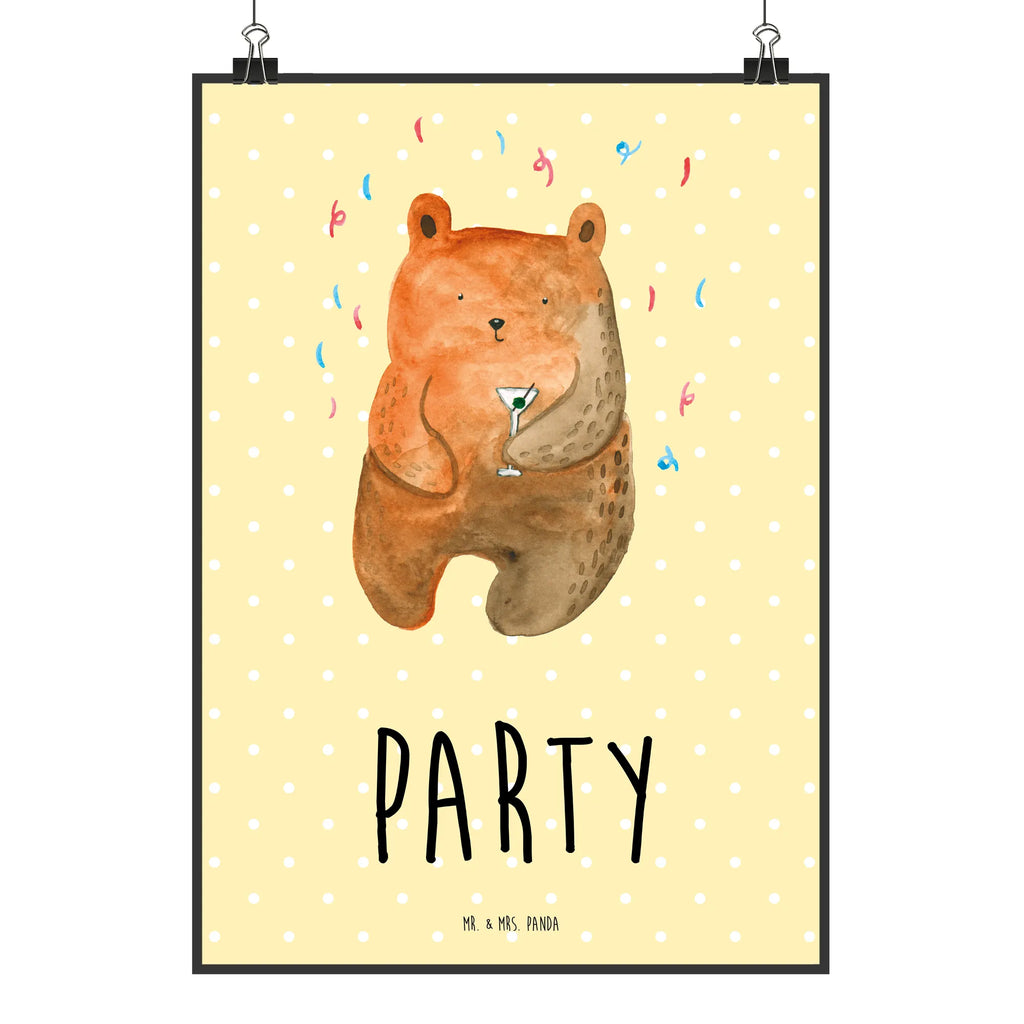 Poster Bär Party Poster, Wandposter, Bild, Wanddeko, Küchenposter, Kinderposter, Wanddeko Bild, Raumdekoration, Wanddekoration, Handgemaltes Poster, Mr. & Mrs. Panda Poster, Designposter, Kunstdruck, Posterdruck, Bär, Teddy, Teddybär, Geburtstag, Geburtstagsgeschenk, Geschenk, Party, Feiern, Abfeiern, Mitbringsel, Gute Laune, Lustig