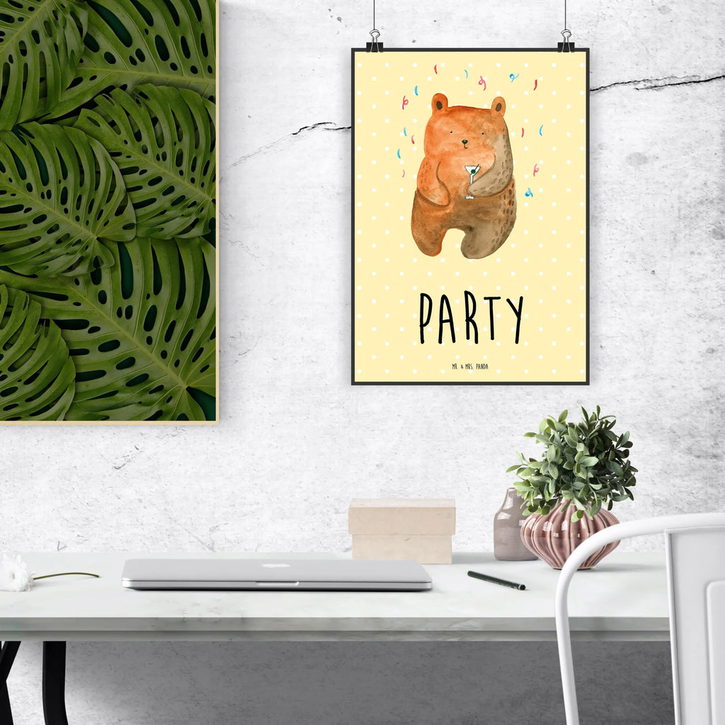 Poster Bär Party Poster, Wandposter, Bild, Wanddeko, Küchenposter, Kinderposter, Wanddeko Bild, Raumdekoration, Wanddekoration, Handgemaltes Poster, Mr. & Mrs. Panda Poster, Designposter, Kunstdruck, Posterdruck, Bär, Teddy, Teddybär, Geburtstag, Geburtstagsgeschenk, Geschenk, Party, Feiern, Abfeiern, Mitbringsel, Gute Laune, Lustig