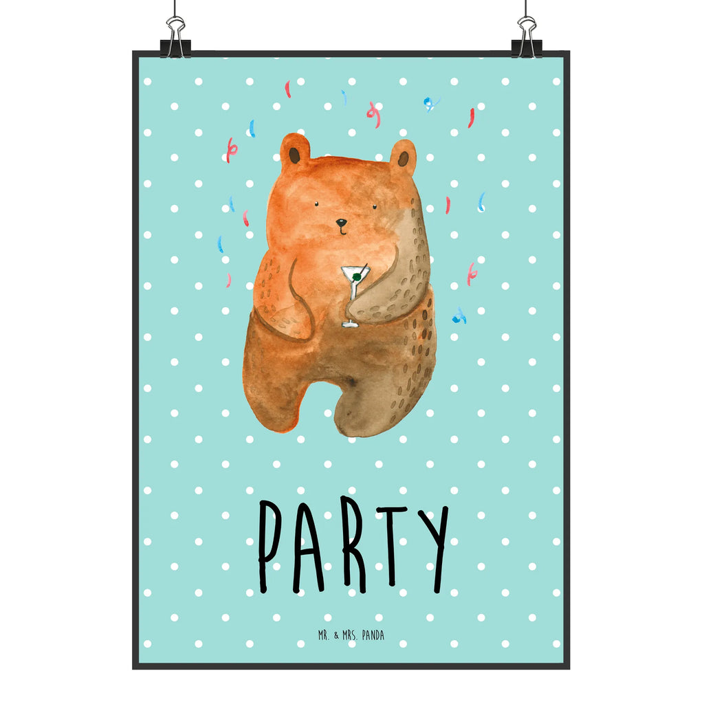 Poster Bär Party Poster, Wandposter, Bild, Wanddeko, Küchenposter, Kinderposter, Wanddeko Bild, Raumdekoration, Wanddekoration, Handgemaltes Poster, Mr. & Mrs. Panda Poster, Designposter, Kunstdruck, Posterdruck, Bär, Teddy, Teddybär, Geburtstag, Geburtstagsgeschenk, Geschenk, Party, Feiern, Abfeiern, Mitbringsel, Gute Laune, Lustig