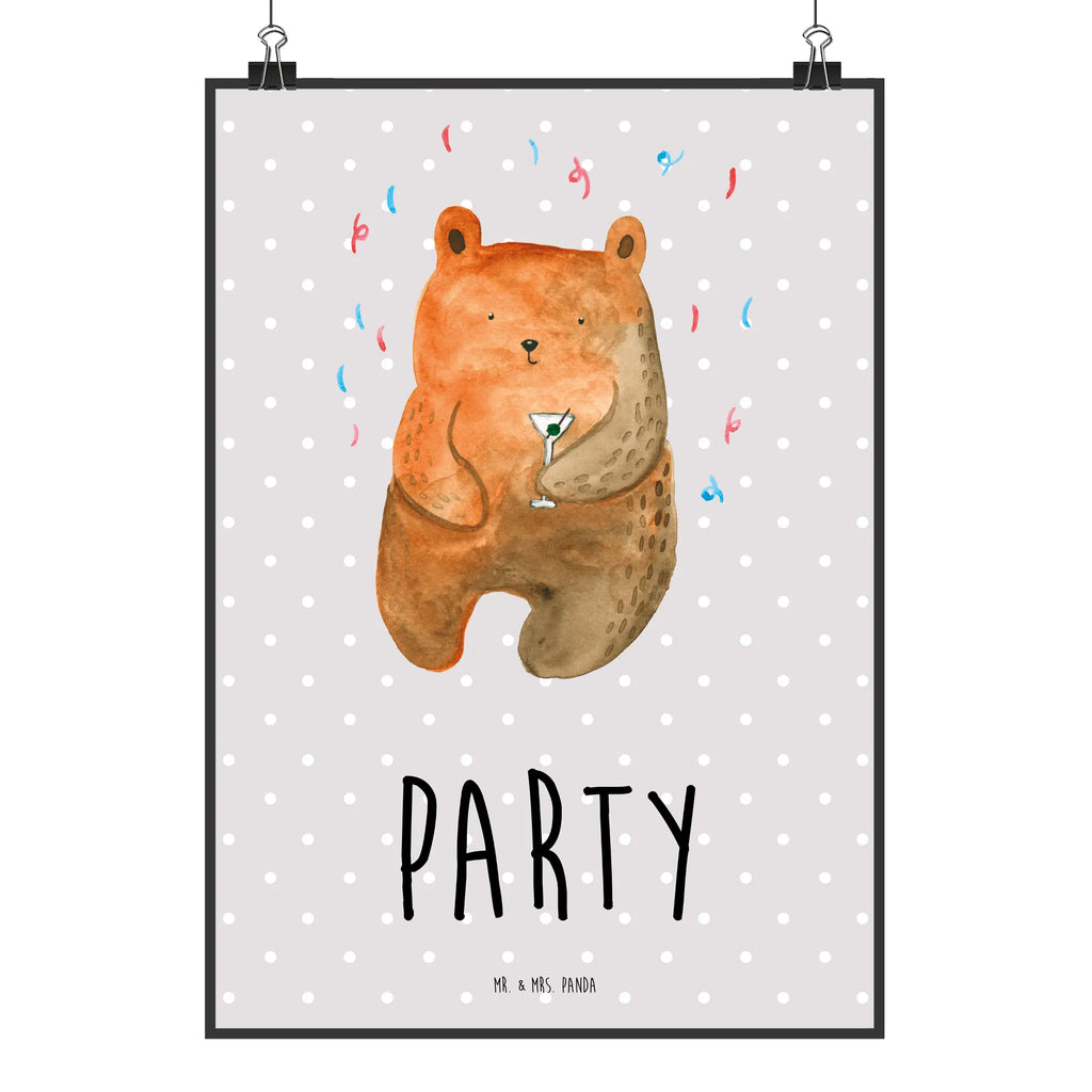 Poster Bär Party Poster, Wandposter, Bild, Wanddeko, Küchenposter, Kinderposter, Wanddeko Bild, Raumdekoration, Wanddekoration, Handgemaltes Poster, Mr. & Mrs. Panda Poster, Designposter, Kunstdruck, Posterdruck, Bär, Teddy, Teddybär, Geburtstag, Geburtstagsgeschenk, Geschenk, Party, Feiern, Abfeiern, Mitbringsel, Gute Laune, Lustig