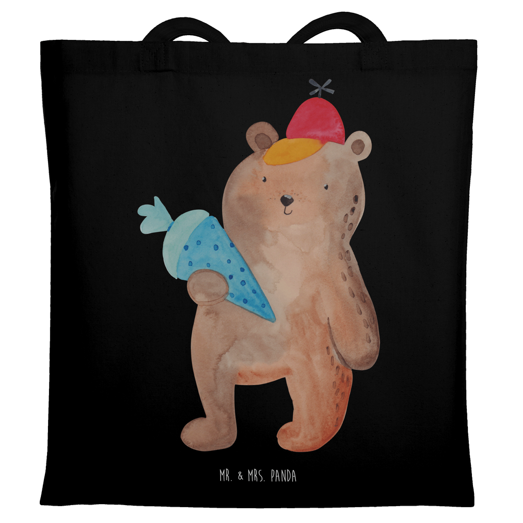 Tragetasche Bär mit Schultüte Beuteltasche, Beutel, Einkaufstasche, Jutebeutel, Stoffbeutel, Tasche, Shopper, Umhängetasche, Strandtasche, Schultertasche, Stofftasche, Tragetasche, Badetasche, Jutetasche, Einkaufstüte, Laptoptasche, Bär, Teddy, Teddybär, Bär Motiv, Schultüte, Erster Schultag Geschenk, Einschulung Geschenk, Schule Geschenk, Grundschule, Schulanfang, Schulbeginn