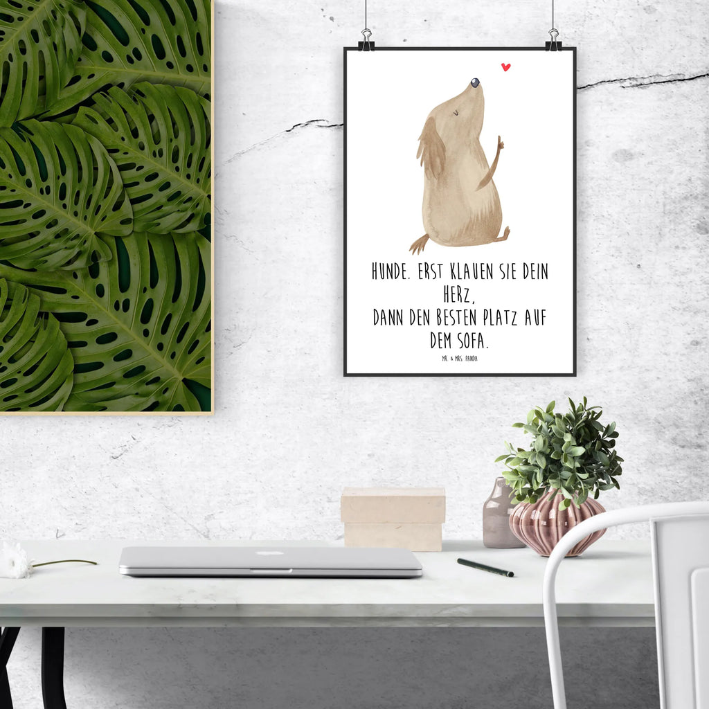 Poster Hund Liebe Poster, Wandposter, Bild, Wanddeko, Küchenposter, Kinderposter, Wanddeko Bild, Raumdekoration, Wanddekoration, Handgemaltes Poster, Mr. & Mrs. Panda Poster, Designposter, Kunstdruck, Posterdruck, Hund, Hundemotiv, Haustier, Hunderasse, Tierliebhaber, Hundebesitzer, Sprüche, Liebe, Hundeglück, Hundeliebe, Hunde, Frauchen