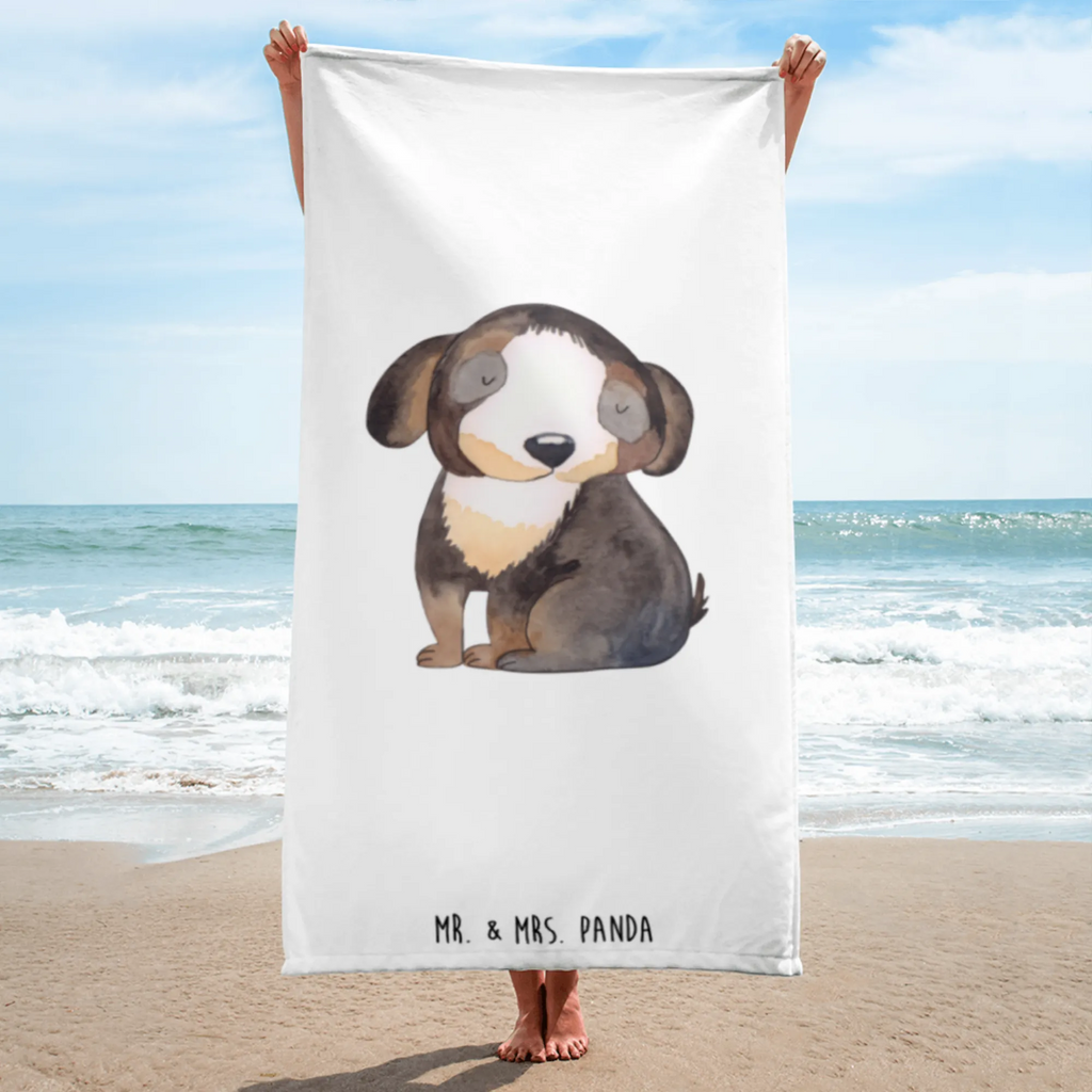 XL Badehandtuch Hund entspannt Handtuch, Badetuch, Duschtuch, Strandtuch, Saunatuch, Hund, Hundemotiv, Haustier, Hunderasse, Tierliebhaber, Hundebesitzer, Sprüche, schwarzer Hund, Hundeliebe, Liebe, Hundeglück