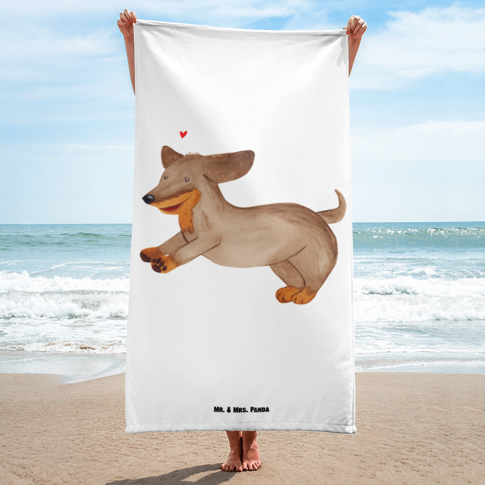 XL Badehandtuch Hund Dackel Handtuch, Badetuch, Duschtuch, Strandtuch, Saunatuch, Hund, Hundemotiv, Haustier, Hunderasse, Tierliebhaber, Hundebesitzer, Sprüche, Hunde, Dackel, Dachshund, happy dog