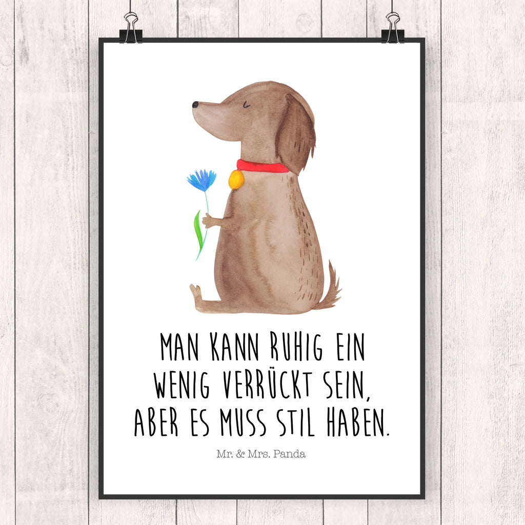 Poster Hund Blume Poster, Wandposter, Bild, Wanddeko, Küchenposter, Kinderposter, Wanddeko Bild, Raumdekoration, Wanddekoration, Handgemaltes Poster, Mr. & Mrs. Panda Poster, Designposter, Kunstdruck, Posterdruck, Hund, Hundemotiv, Haustier, Hunderasse, Tierliebhaber, Hundebesitzer, Sprüche, Hunde, Frauchen, Hundeliebe