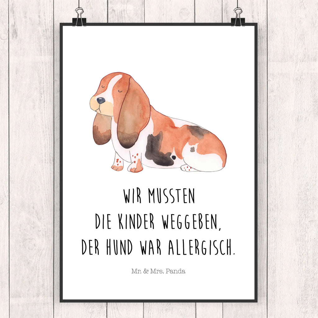 Poster Hund Basset Hound Poster, Wandposter, Bild, Wanddeko, Küchenposter, Kinderposter, Wanddeko Bild, Raumdekoration, Wanddekoration, Handgemaltes Poster, Mr. & Mrs. Panda Poster, Designposter, Kunstdruck, Posterdruck, Hund, Hundemotiv, Haustier, Hunderasse, Tierliebhaber, Hundebesitzer, Sprüche, Basset Hound, Basset, Hundeliebe, kinderlos