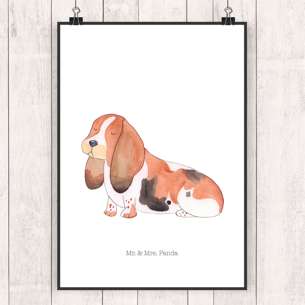 Poster Hund Basset Hound Poster, Wandposter, Bild, Wanddeko, Küchenposter, Kinderposter, Wanddeko Bild, Raumdekoration, Wanddekoration, Handgemaltes Poster, Mr. & Mrs. Panda Poster, Designposter, Kunstdruck, Posterdruck, Hund, Hundemotiv, Haustier, Hunderasse, Tierliebhaber, Hundebesitzer, Sprüche, Basset Hound, Basset, Hundeliebe, kinderlos