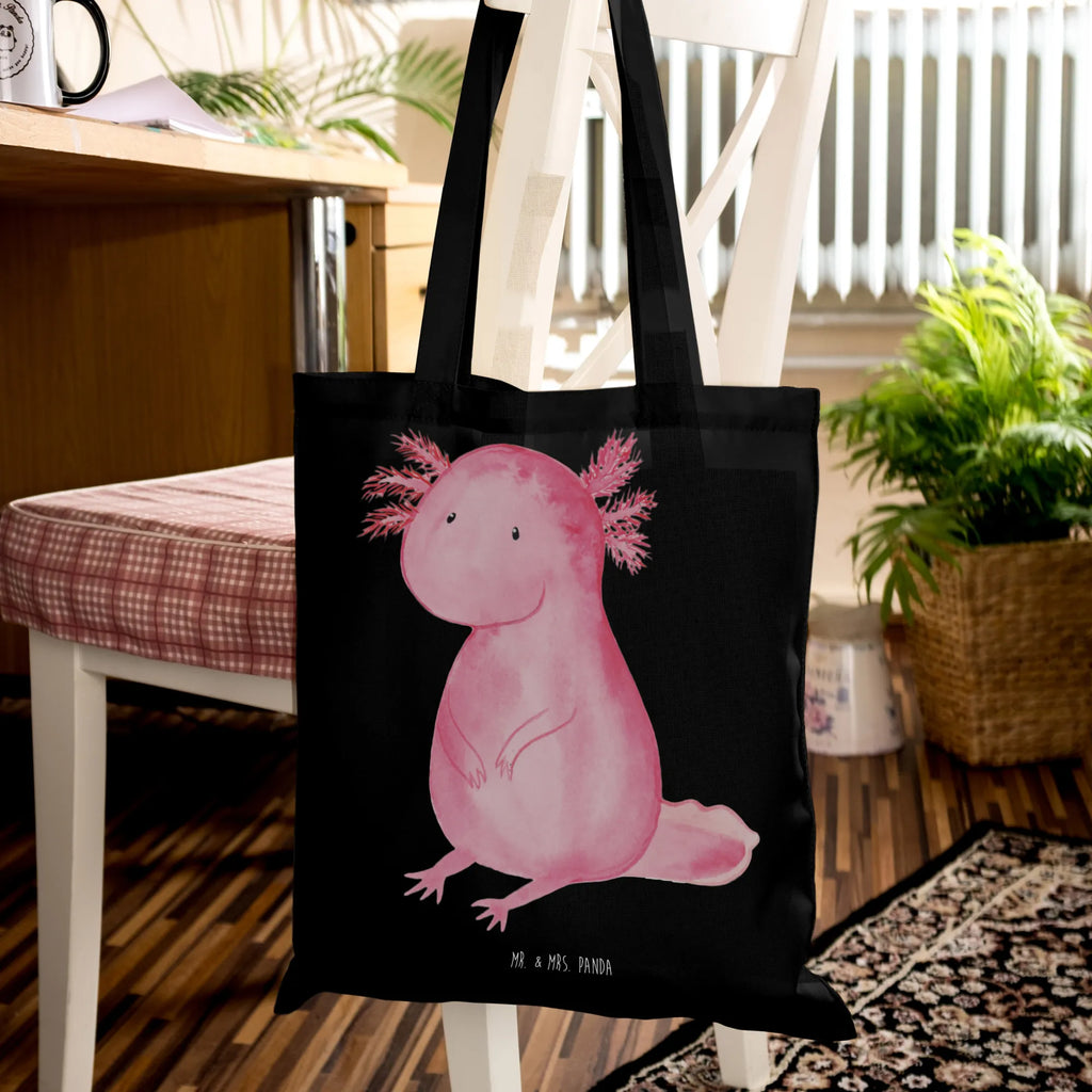 Tragetasche Axolotl null Beuteltasche, Beutel, Einkaufstasche, Jutebeutel, Stoffbeutel, Tasche, Shopper, Umhängetasche, Strandtasche, Schultertasche, Stofftasche, Tragetasche, Badetasche, Jutetasche, Einkaufstüte, Laptoptasche, Axolotl, Molch, Axolot, vergnügt, fröhlich, zufrieden, Lebensstil, Weisheit, Lebensweisheit, Liebe, Freundin