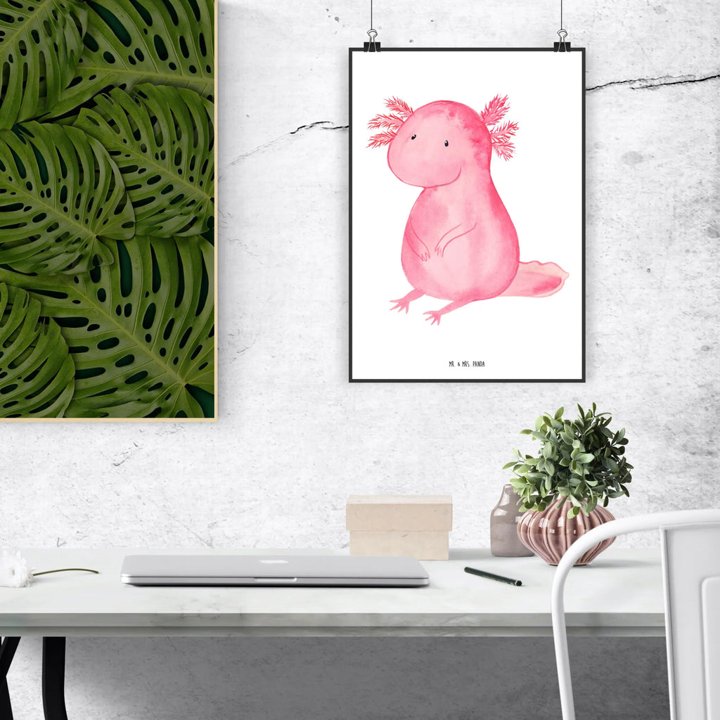 Poster Axolotl null Poster, Wandposter, Bild, Wanddeko, Küchenposter, Kinderposter, Wanddeko Bild, Raumdekoration, Wanddekoration, Handgemaltes Poster, Mr. & Mrs. Panda Poster, Designposter, Kunstdruck, Posterdruck, Axolotl, Molch, Axolot, vergnügt, fröhlich, zufrieden, Lebensstil, Weisheit, Lebensweisheit, Liebe, Freundin