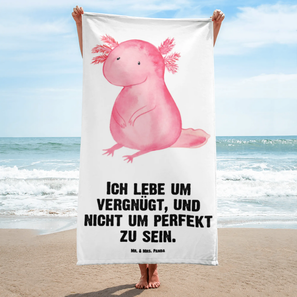 XL Badehandtuch Axolotl Handtuch, Badetuch, Duschtuch, Strandtuch, Saunatuch, Axolotl, Molch, Axolot, vergnügt, fröhlich, zufrieden, Lebensstil, Weisheit, Lebensweisheit, Liebe, Freundin