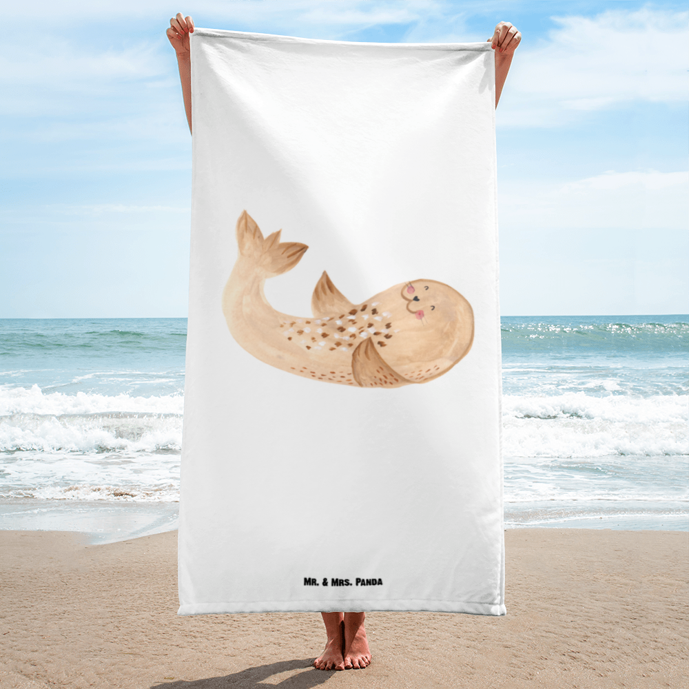 XL Badehandtuch Robbe Liegen Handtuch, Badetuch, Duschtuch, Strandtuch, Saunatuch, Tiermotive, Gute Laune, lustige Sprüche, Tiere, Robbe, Robben, Seehund, Strand, Meerestier, Ostsee, Nordsee, Lachen, Freude