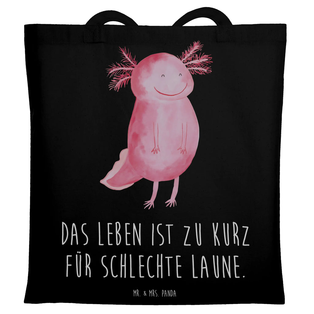 Tragetasche Axolotl Glücklich Beuteltasche, Beutel, Einkaufstasche, Jutebeutel, Stoffbeutel, Tasche, Shopper, Umhängetasche, Strandtasche, Schultertasche, Stofftasche, Tragetasche, Badetasche, Jutetasche, Einkaufstüte, Laptoptasche, Axolotl, Molch, Axolot, Schwanzlurch, Lurch, Lurche, Motivation, gute Laune