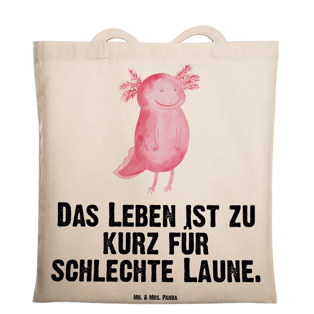 Tragetasche Axolotl Glücklich Beuteltasche, Beutel, Einkaufstasche, Jutebeutel, Stoffbeutel, Tasche, Shopper, Umhängetasche, Strandtasche, Schultertasche, Stofftasche, Tragetasche, Badetasche, Jutetasche, Einkaufstüte, Laptoptasche, Axolotl, Molch, Axolot, Schwanzlurch, Lurch, Lurche, Motivation, gute Laune