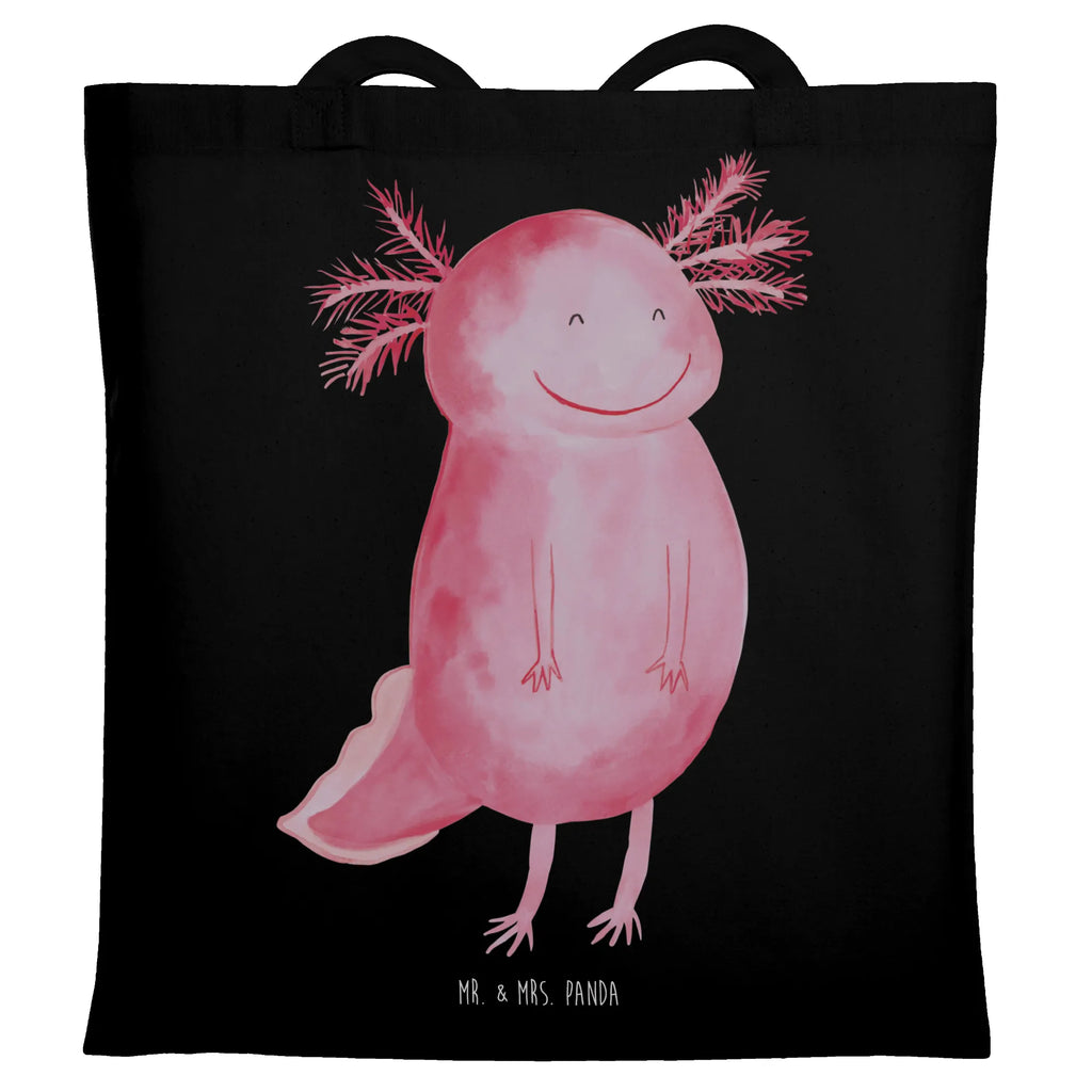 Tragetasche Axolotl Glücklich Beuteltasche, Beutel, Einkaufstasche, Jutebeutel, Stoffbeutel, Tasche, Shopper, Umhängetasche, Strandtasche, Schultertasche, Stofftasche, Tragetasche, Badetasche, Jutetasche, Einkaufstüte, Laptoptasche, Axolotl, Molch, Axolot, Schwanzlurch, Lurch, Lurche, Motivation, gute Laune