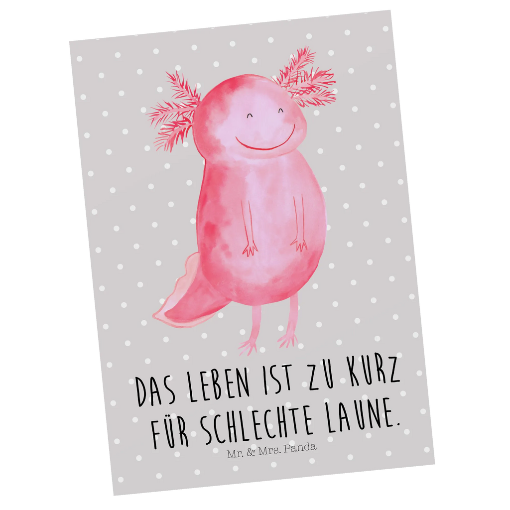 Postkarte Axolotl Glücklich Postkarte, Karte, Geschenkkarte, Grußkarte, Einladung, Ansichtskarte, Geburtstagskarte, Einladungskarte, Dankeskarte, Ansichtskarten, Einladung Geburtstag, Einladungskarten Geburtstag, Axolotl, Molch, Axolot, Schwanzlurch, Lurch, Lurche, Motivation, gute Laune