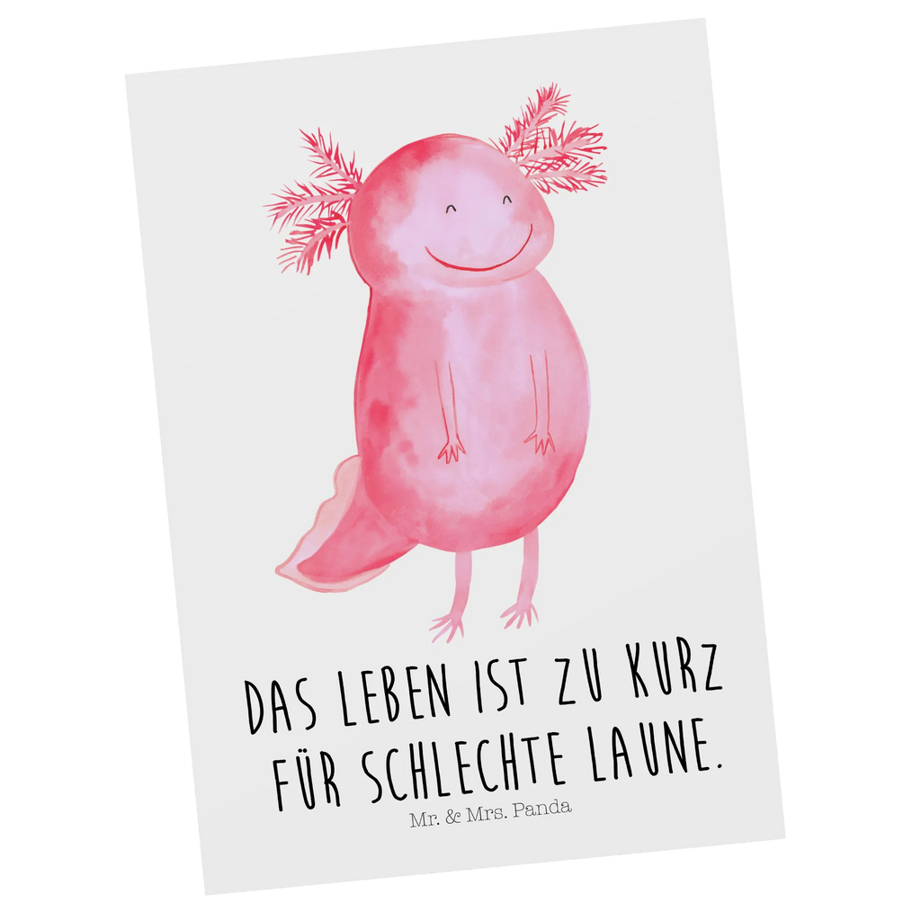 Postkarte Axolotl Glücklich Postkarte, Karte, Geschenkkarte, Grußkarte, Einladung, Ansichtskarte, Geburtstagskarte, Einladungskarte, Dankeskarte, Ansichtskarten, Einladung Geburtstag, Einladungskarten Geburtstag, Axolotl, Molch, Axolot, Schwanzlurch, Lurch, Lurche, Motivation, gute Laune