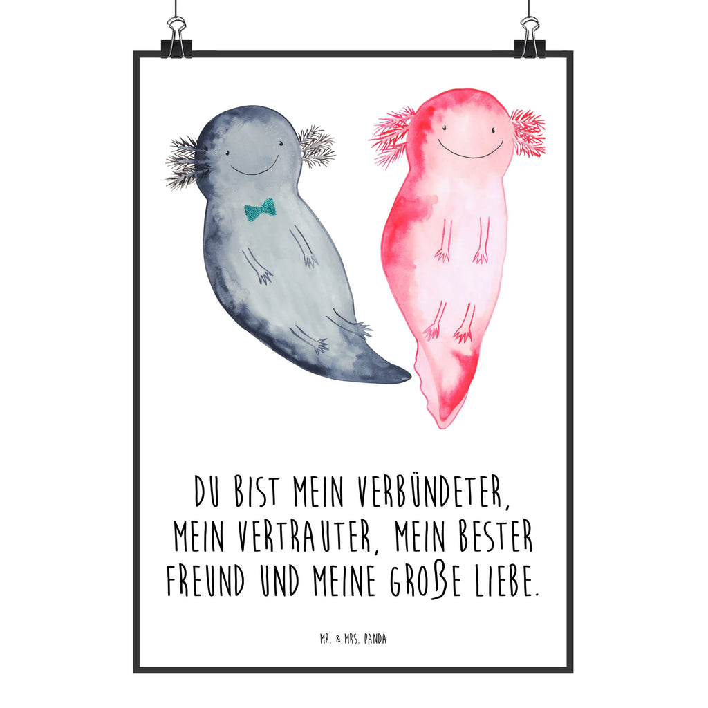 Poster Axolotl Freundin Poster, Wandposter, Bild, Wanddeko, Küchenposter, Kinderposter, Wanddeko Bild, Raumdekoration, Wanddekoration, Handgemaltes Poster, Mr. & Mrs. Panda Poster, Designposter, Kunstdruck, Posterdruck, Axolotl, Molch, Axolot, Schwanzlurch, Lurch, Lurche, Liebe, große Liebe, Liebesbeweis, Freund, Verlobter, Ehemann, Jahrestag, Valentinstag