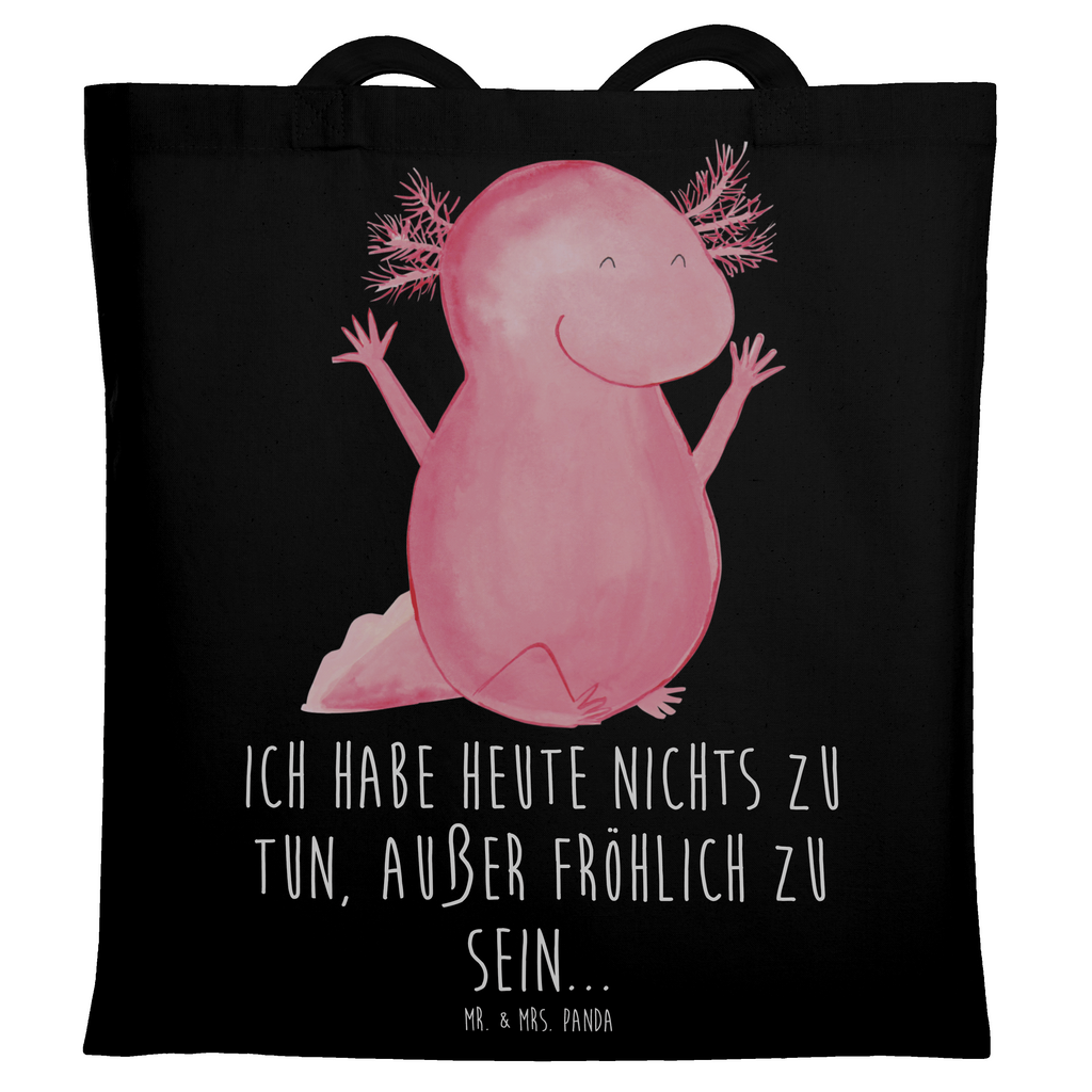 Tragetasche Axolotl Hurra Beuteltasche, Beutel, Einkaufstasche, Jutebeutel, Stoffbeutel, Tasche, Shopper, Umhängetasche, Strandtasche, Schultertasche, Stofftasche, Tragetasche, Badetasche, Jutetasche, Einkaufstüte, Laptoptasche, Axolotl, Molch, Axolot, Schwanzlurch, Lurch, Lurche, fröhlich, Spaß, Freude, Motivation, Zufriedenheit