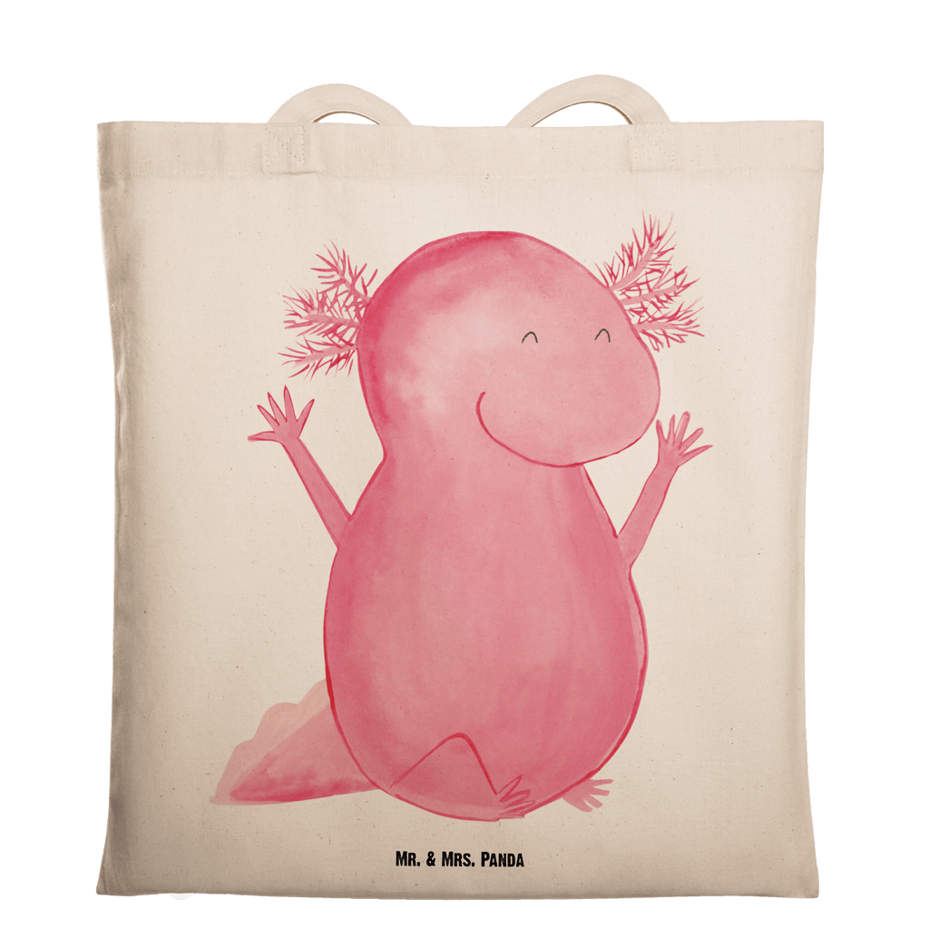 Tragetasche Axolotl Hurra Beuteltasche, Beutel, Einkaufstasche, Jutebeutel, Stoffbeutel, Tasche, Shopper, Umhängetasche, Strandtasche, Schultertasche, Stofftasche, Tragetasche, Badetasche, Jutetasche, Einkaufstüte, Laptoptasche, Axolotl, Molch, Axolot, Schwanzlurch, Lurch, Lurche, fröhlich, Spaß, Freude, Motivation, Zufriedenheit