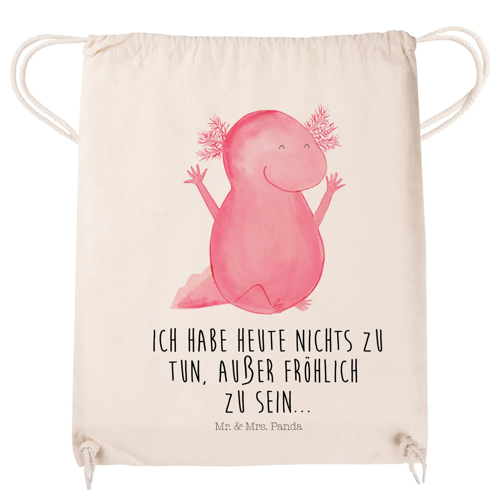 Sportbeutel Axolotl Hurra Sportbeutel, Turnbeutel, Beutel, Sporttasche, Tasche, Stoffbeutel, Sportbeutel Kinder, Gymsack, Beutel Rucksack, Kleine Sporttasche, Sportzubehör, Turnbeutel Baumwolle, Axolotl, Molch, Axolot, Schwanzlurch, Lurch, Lurche, fröhlich, Spaß, Freude, Motivation, Zufriedenheit