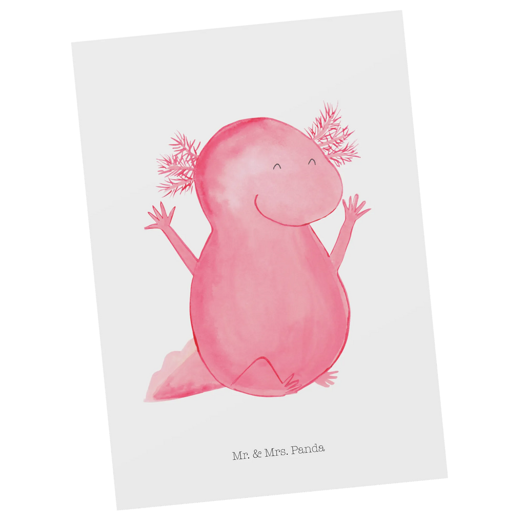 Postkarte Axolotl Hurra Postkarte, Karte, Geschenkkarte, Grußkarte, Einladung, Ansichtskarte, Geburtstagskarte, Einladungskarte, Dankeskarte, Ansichtskarten, Einladung Geburtstag, Einladungskarten Geburtstag, Axolotl, Molch, Axolot, Schwanzlurch, Lurch, Lurche, fröhlich, Spaß, Freude, Motivation, Zufriedenheit