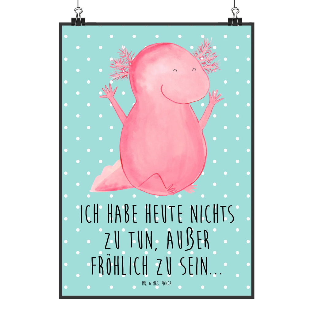 Poster Axolotl Hurra Poster, Wandposter, Bild, Wanddeko, Küchenposter, Kinderposter, Wanddeko Bild, Raumdekoration, Wanddekoration, Handgemaltes Poster, Mr. & Mrs. Panda Poster, Designposter, Kunstdruck, Posterdruck, Axolotl, Molch, Axolot, Schwanzlurch, Lurch, Lurche, fröhlich, Spaß, Freude, Motivation, Zufriedenheit