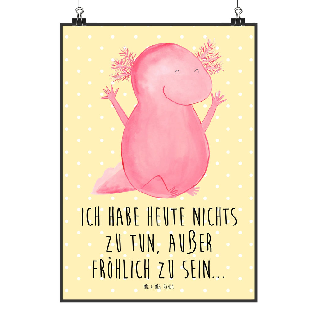 Poster Axolotl Hurra Poster, Wandposter, Bild, Wanddeko, Küchenposter, Kinderposter, Wanddeko Bild, Raumdekoration, Wanddekoration, Handgemaltes Poster, Mr. & Mrs. Panda Poster, Designposter, Kunstdruck, Posterdruck, Axolotl, Molch, Axolot, Schwanzlurch, Lurch, Lurche, fröhlich, Spaß, Freude, Motivation, Zufriedenheit